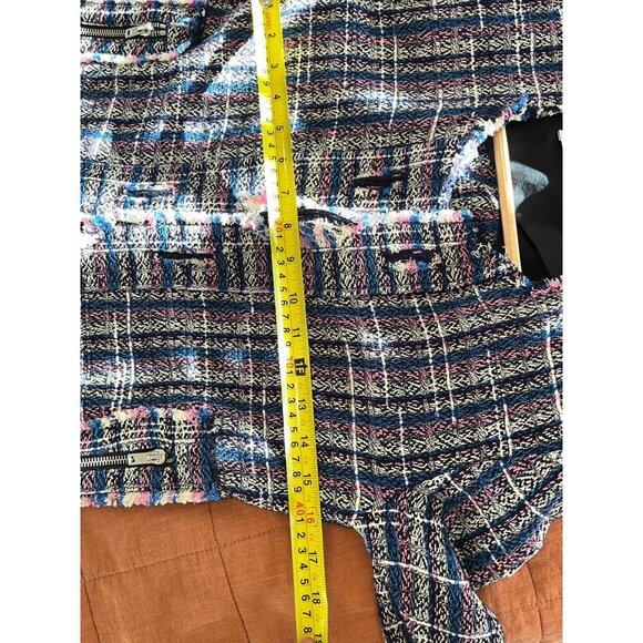IRO Frannie Blue Tweed Open Front Jacket Size 36 ( Small) S Multicolor - Picture 8 of 9